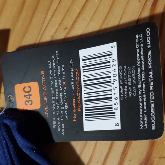 New - RBX size 34C navy blue active bra - Picture 4 of 5